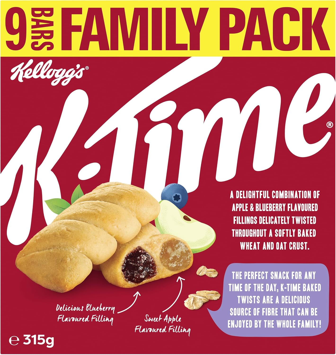 Kellogg'S K-Time Baked Twists Apple and Blueberry Flavoured Snack Bars, 9-Pack image number 2