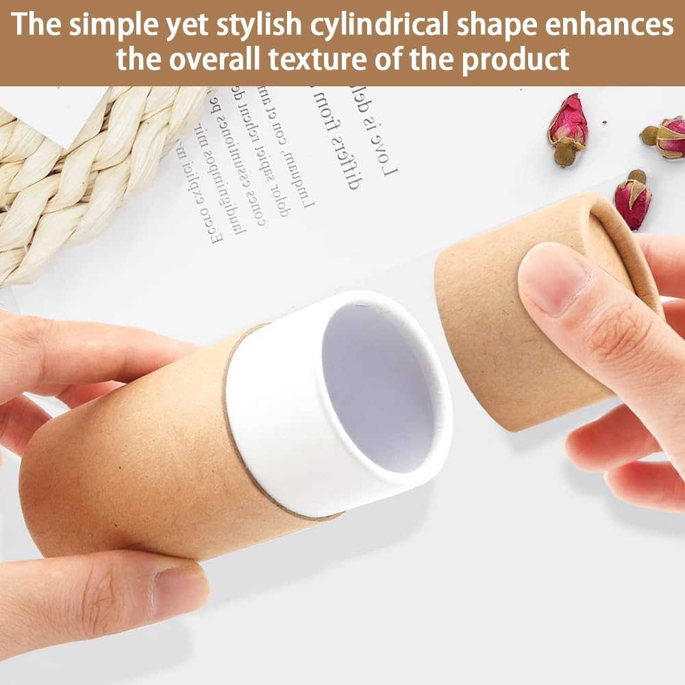 20PCS Kraft Paperboard Tubes with Lid, 0.35Oz/10Ml Empty Cardboard Deodorant Containers, round Paper Cardboard Boxes for Essential Oil Bottle Packaging