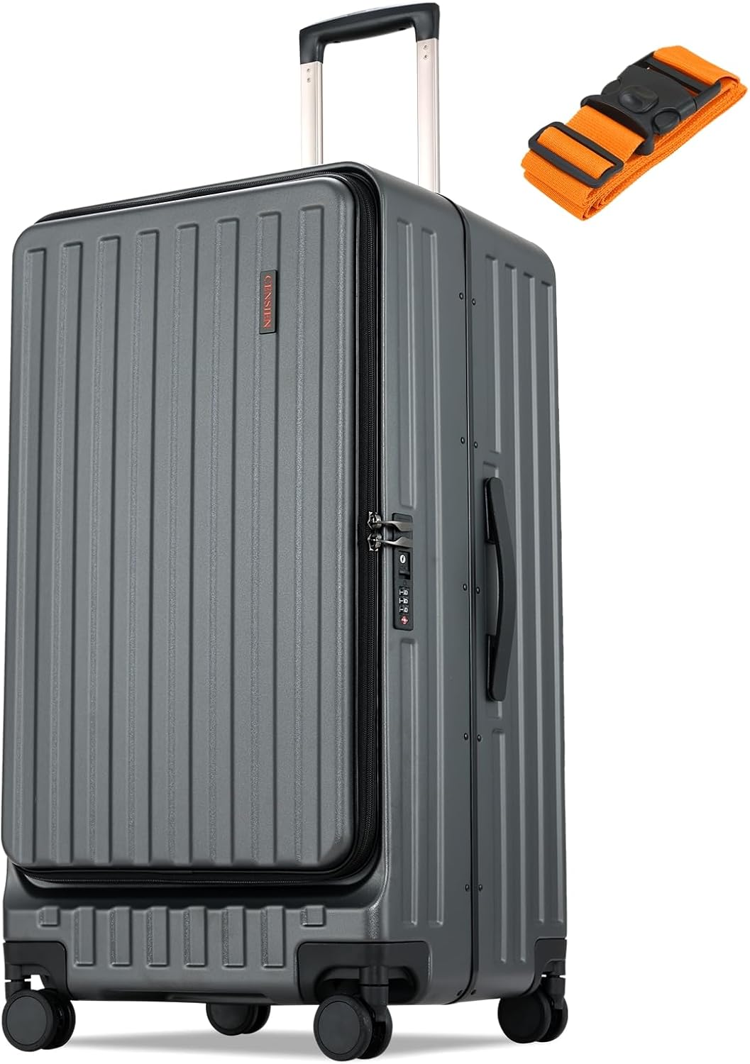 CENSIEN Checked Luggage, Large Suitcase 29 Inch Trunk Luggage with Spinner Wheels, Lightweight ABS+PC Hard Shell with Aluminum Frame, Top Opening, TSA Lock (Grey, 1PC)