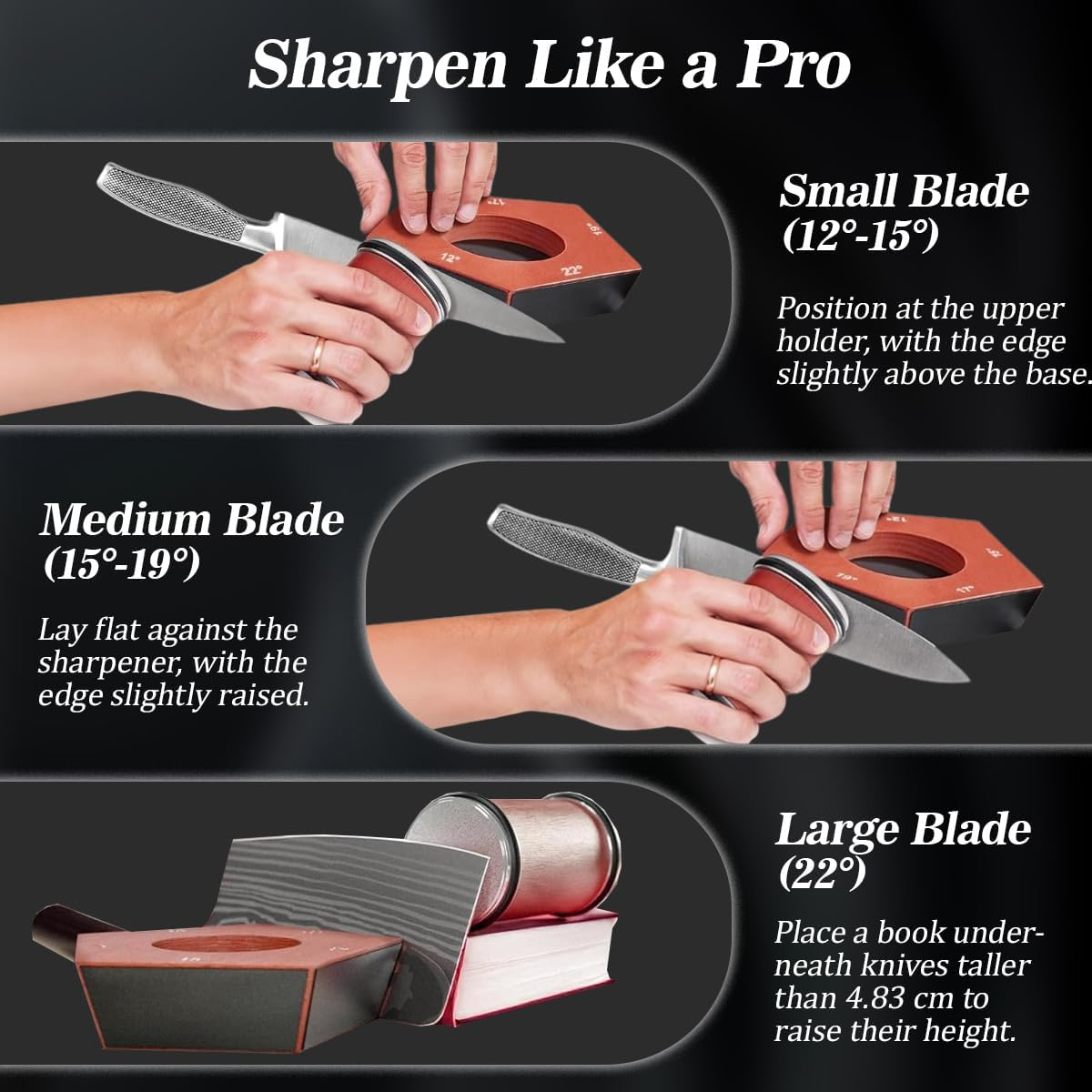 Blissify Rolling Knife Sharpener 5 Angles with 3 Grit Discs, Blunt Knife Sharpening Tool Kit Provide 12, 15, 17, 19, 22 Degree Sharpening for All Kitchen Knives image number 2