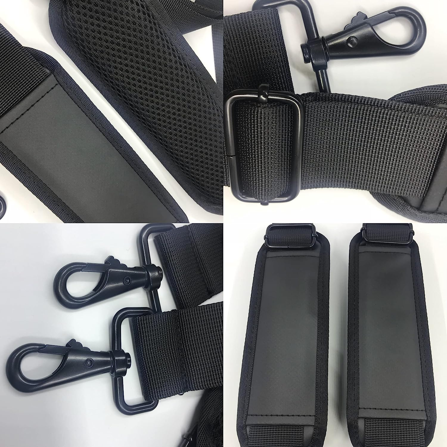 2 PCS 59" Bag Shoulder Strap,Double Buckle Universal Replacement Shoulder Strap, Adjustable Single Shoulder Strap with Metal Swivel Hook,For Laptop Bag/Crossbody Bag/Luggage Bag/Camera (Black) image number 6