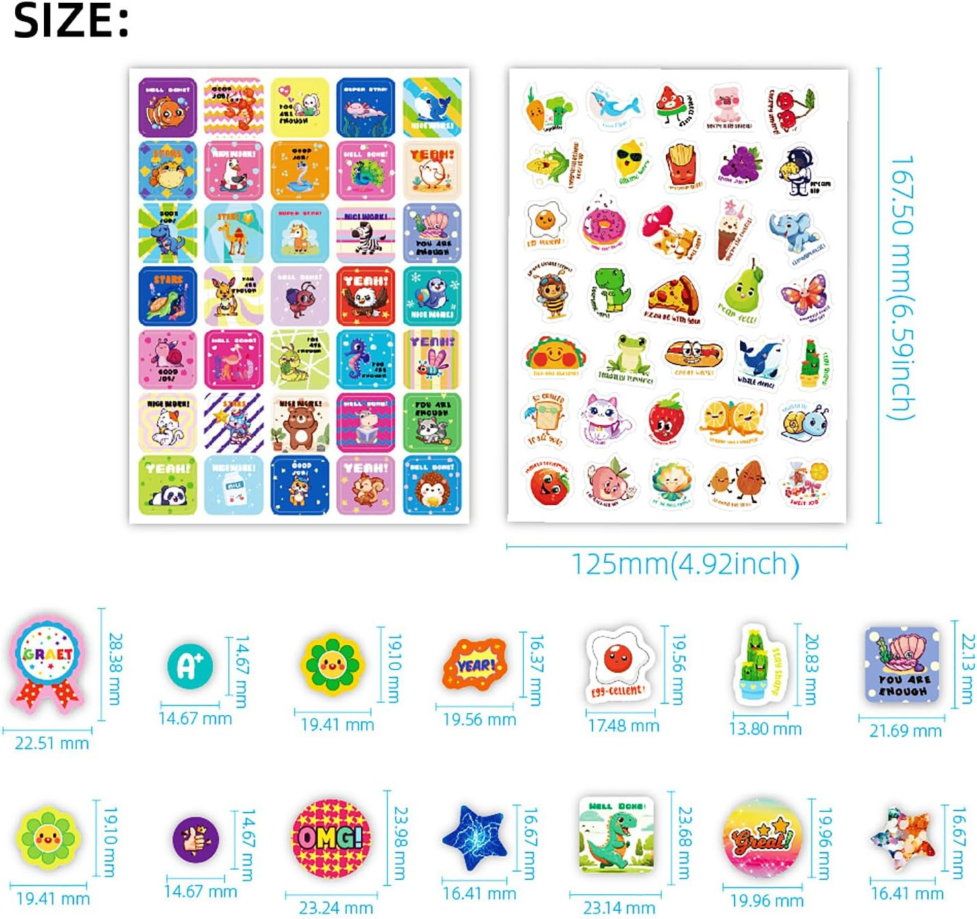 OSYLICT Reward Stickers for Kids,844Pcs Incentive Motivational Sticker,Cartoon Animals Star Praise Positive Encouragement Stickers for Home School Classroom Elementary Gifts image number 3