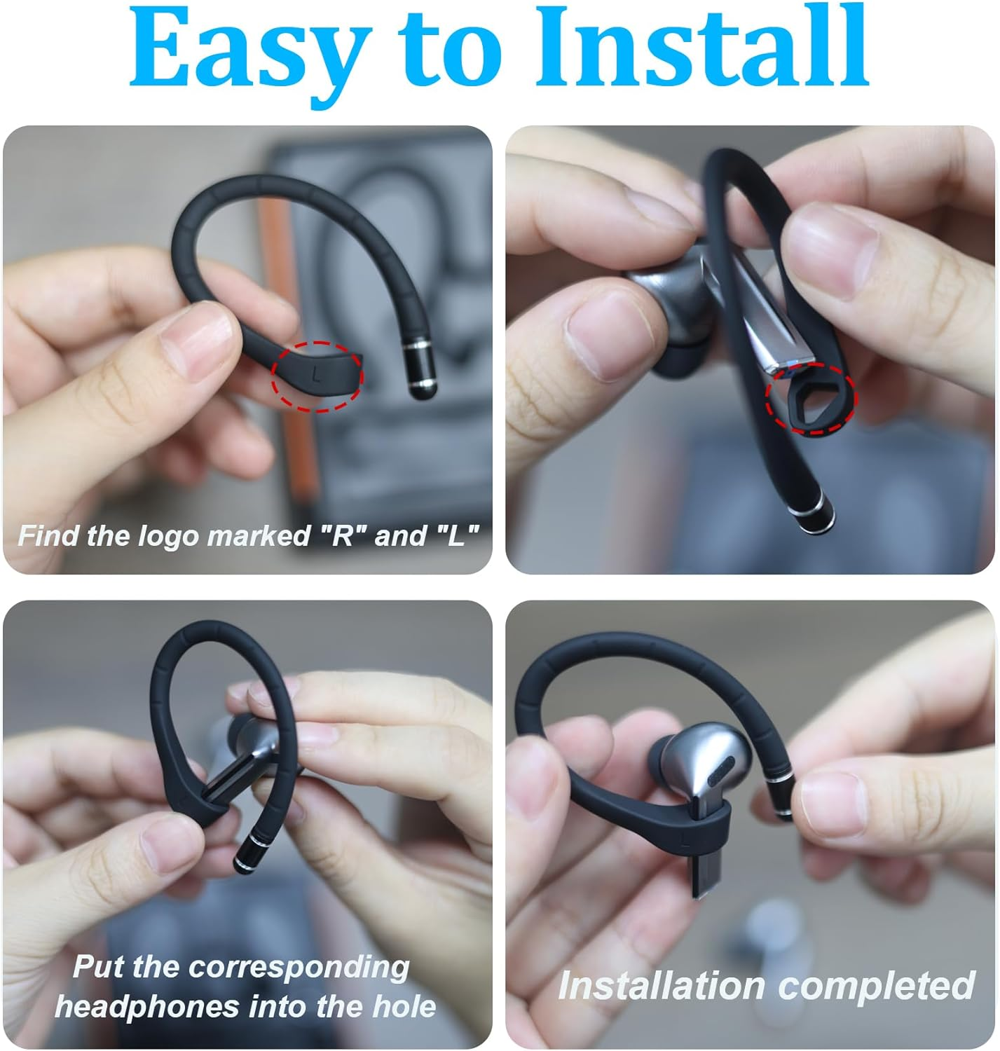 Umvowuxa Ear Hooks for Samsung Galaxy Buds 3 Pro/Buds 3/Buds 3 Fe,Sport Earbuds Covers Silicone Anti-Slip Ear Hook Galaxy Buds 3 Pro Ear Tips Accessories Anti-Lost Lanyard,Buds 3 Ear Hooks(Black) image number 4