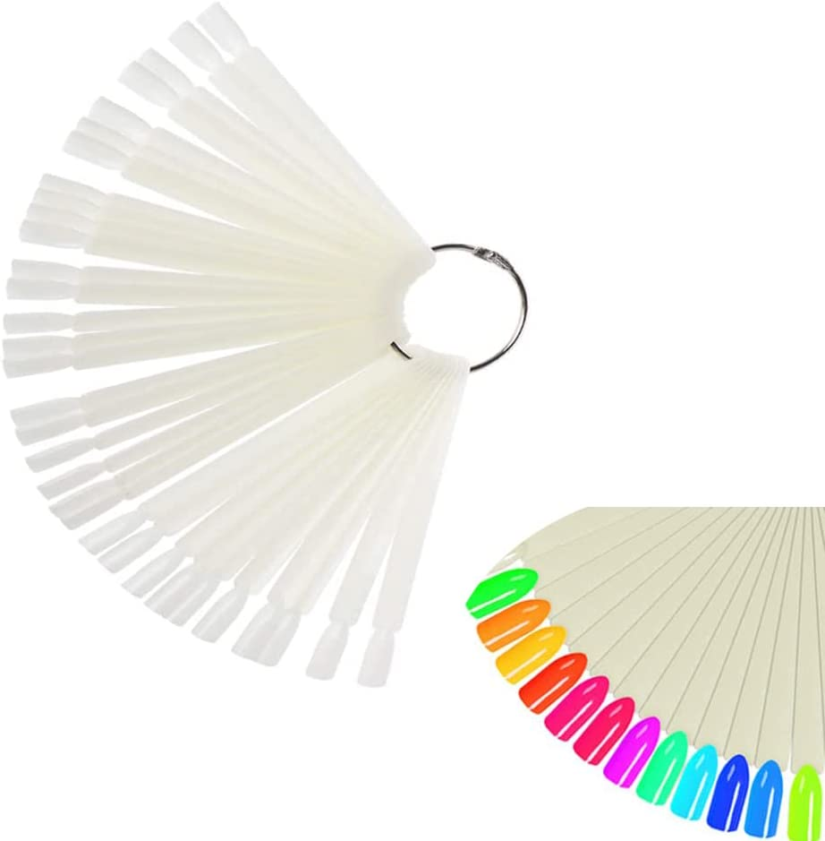 50Pcs Nail Swatch Sticks with Ring,Fan-Shaped Nail Art Polish Practice Display Nail Sample Sticks (B) image number 2