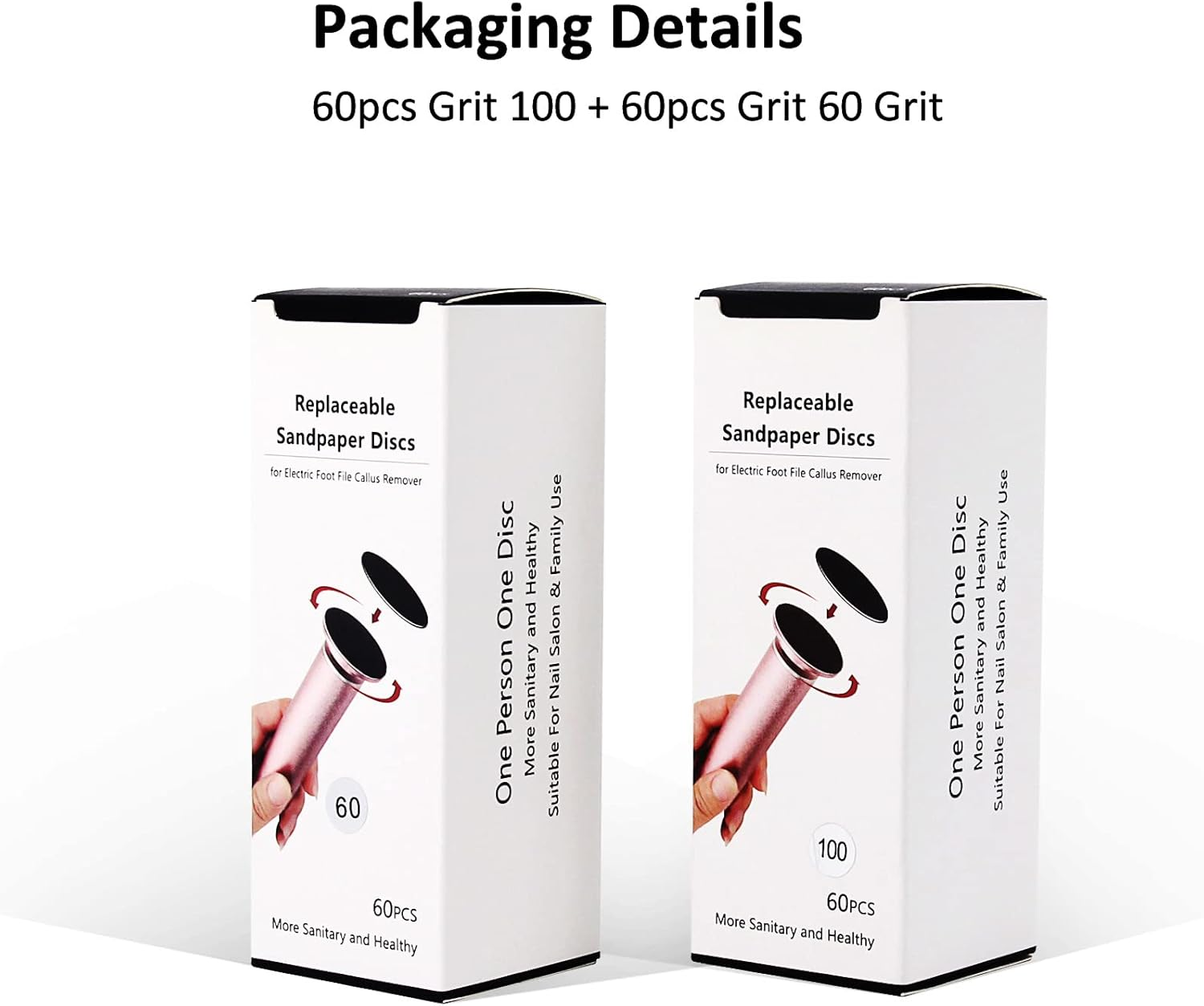 120Pcs Replaceable Sandpaper Refill Discs for Electric Foot File Callus Remover Dead Skin Removal (60Pcs Rough 60 Grit, 60Pcs Smooth 100 Grit) image number 2