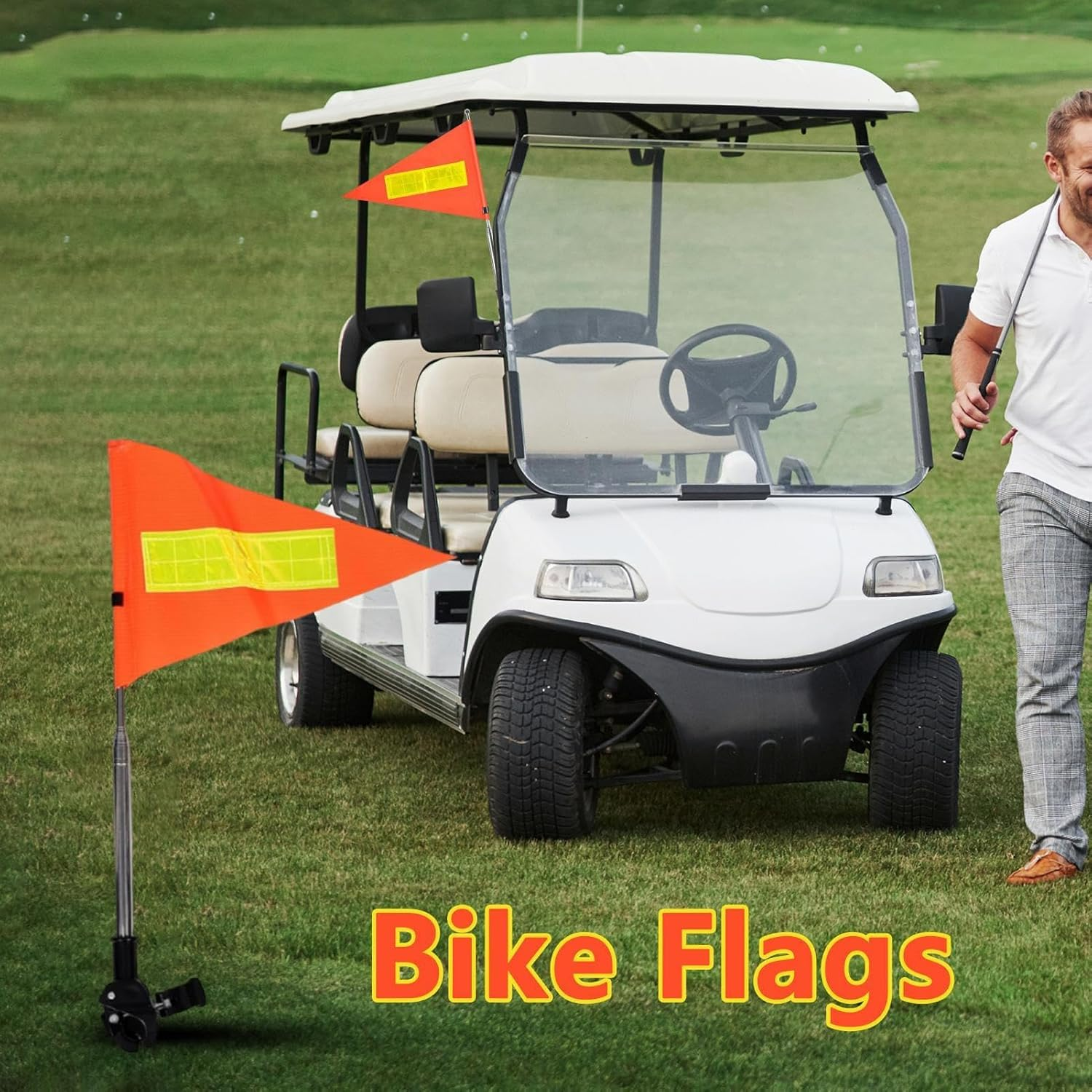 WEZCHUGHAOL Telescopic 63" Bike Safety Flag with Reflective Waterproof Triangle & Mounting Bracket &ndash; High Visibility Pole for Bicycle, Golf Cart, Scooter, Wheelchair Accessories image number 2