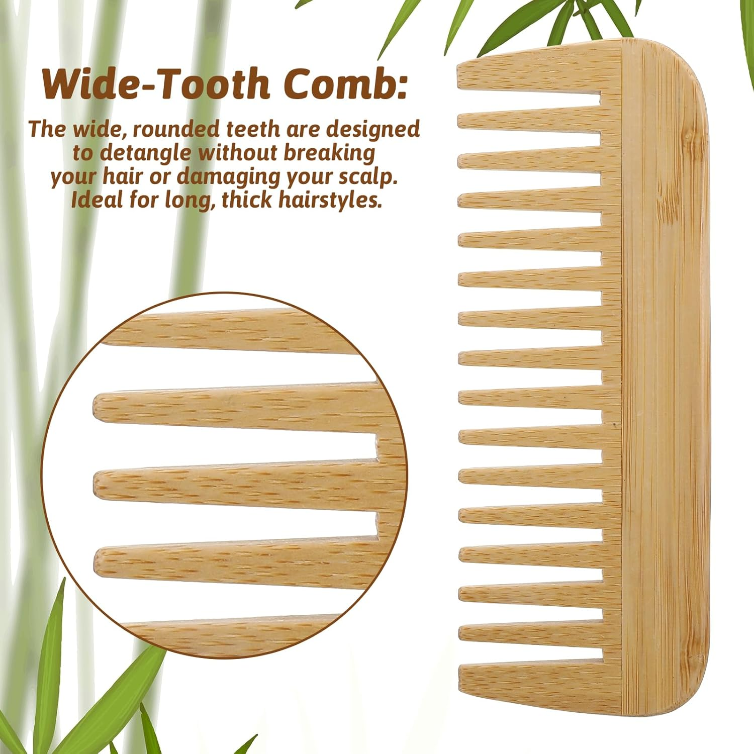 Mabor Pack of 2 Bamboo Hair Combs Men'S Antistatic Comb Men 14 Cm Comb Coarse Wide Teeth Combs for Men and Women image number 2