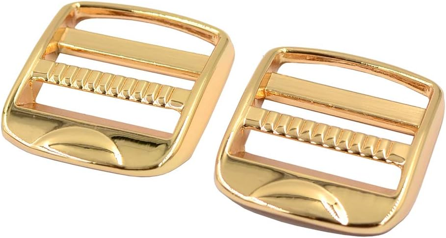 DGOL 10 Pcs 1 Inch Metal Zinc Alloy Ladder Lock Slider Adjustable Webbing Strap Release Buckles (Golden) image number 1