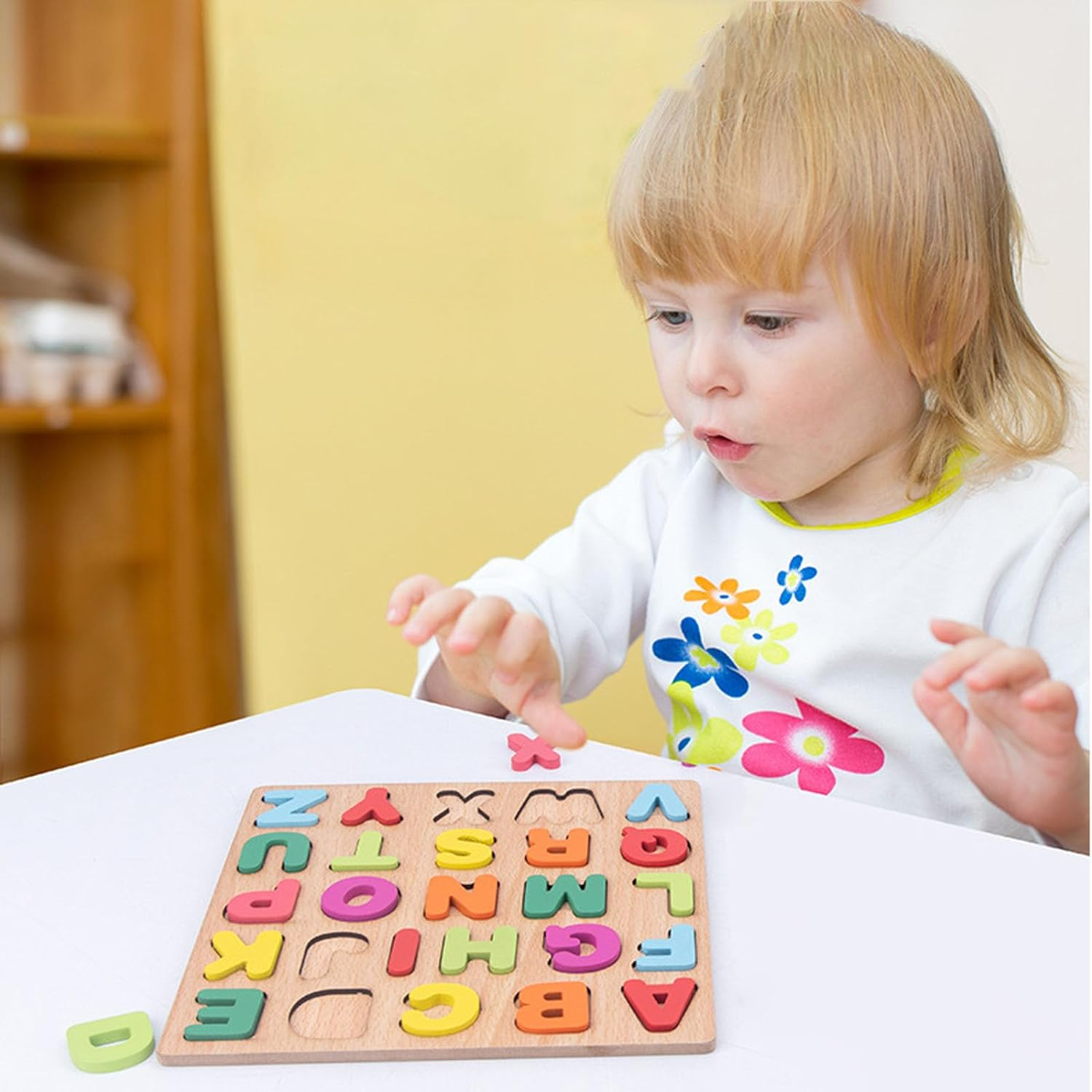 Montessori Wooden Puzzles for Kids, 3Pcs Wood Alphabets Numbers and Shapes Preschool Learning Educational Puzzle Board Toys Birthday Gifts for Boys Girls Ages 3 4 5 6 Year Old image number 6
