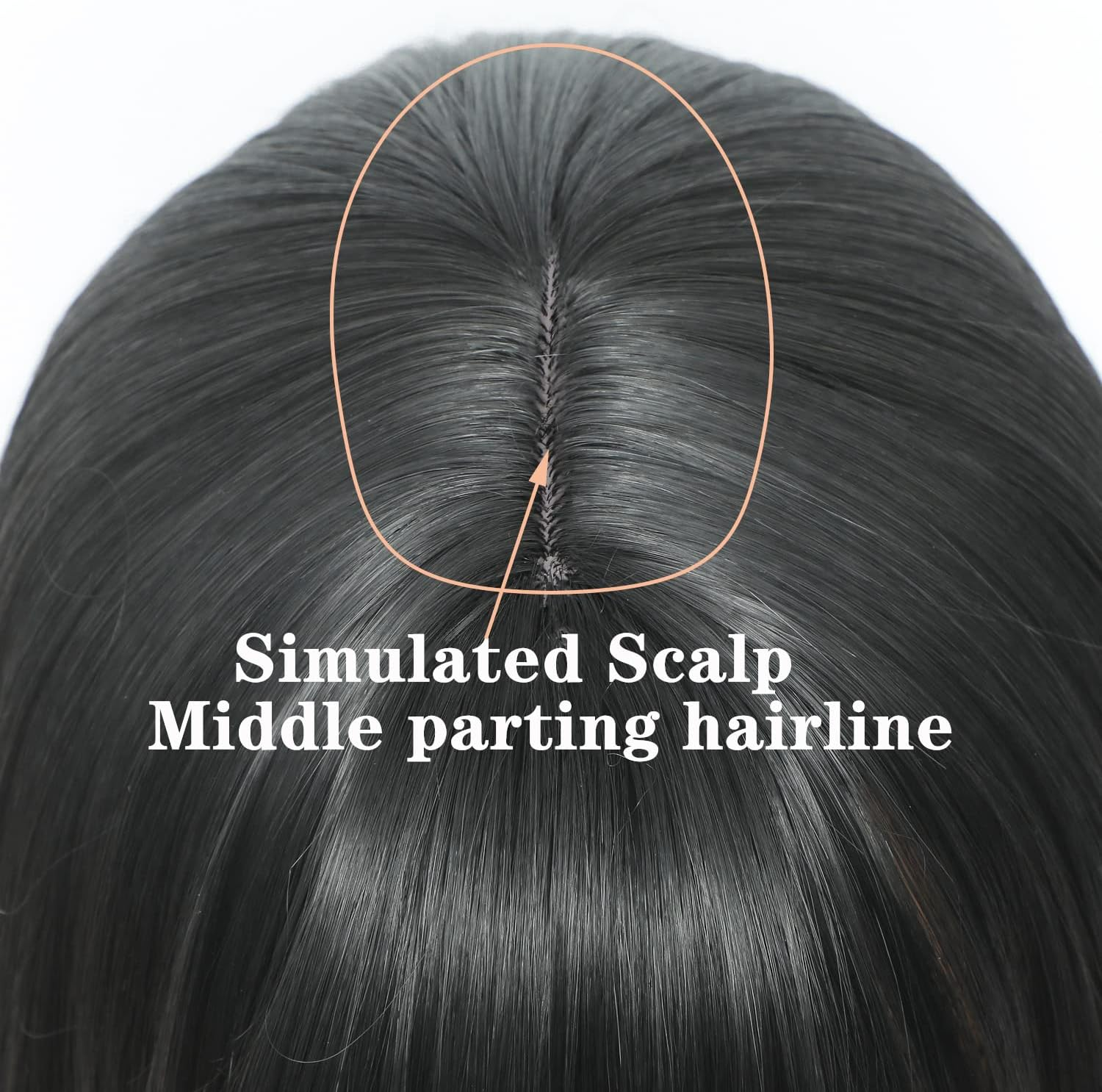 Sangrui Black Long Straight Wig with Fringe for Women, 75 Cm Synthetic Fibre Straight Wigs, Long Black Fringe Bangs Wig image number 4