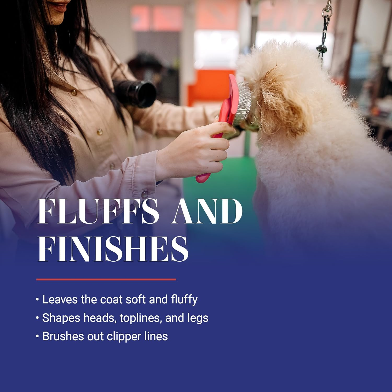 Chris Christensen Long Pin Slicker Brush, Large, Coral image number 6