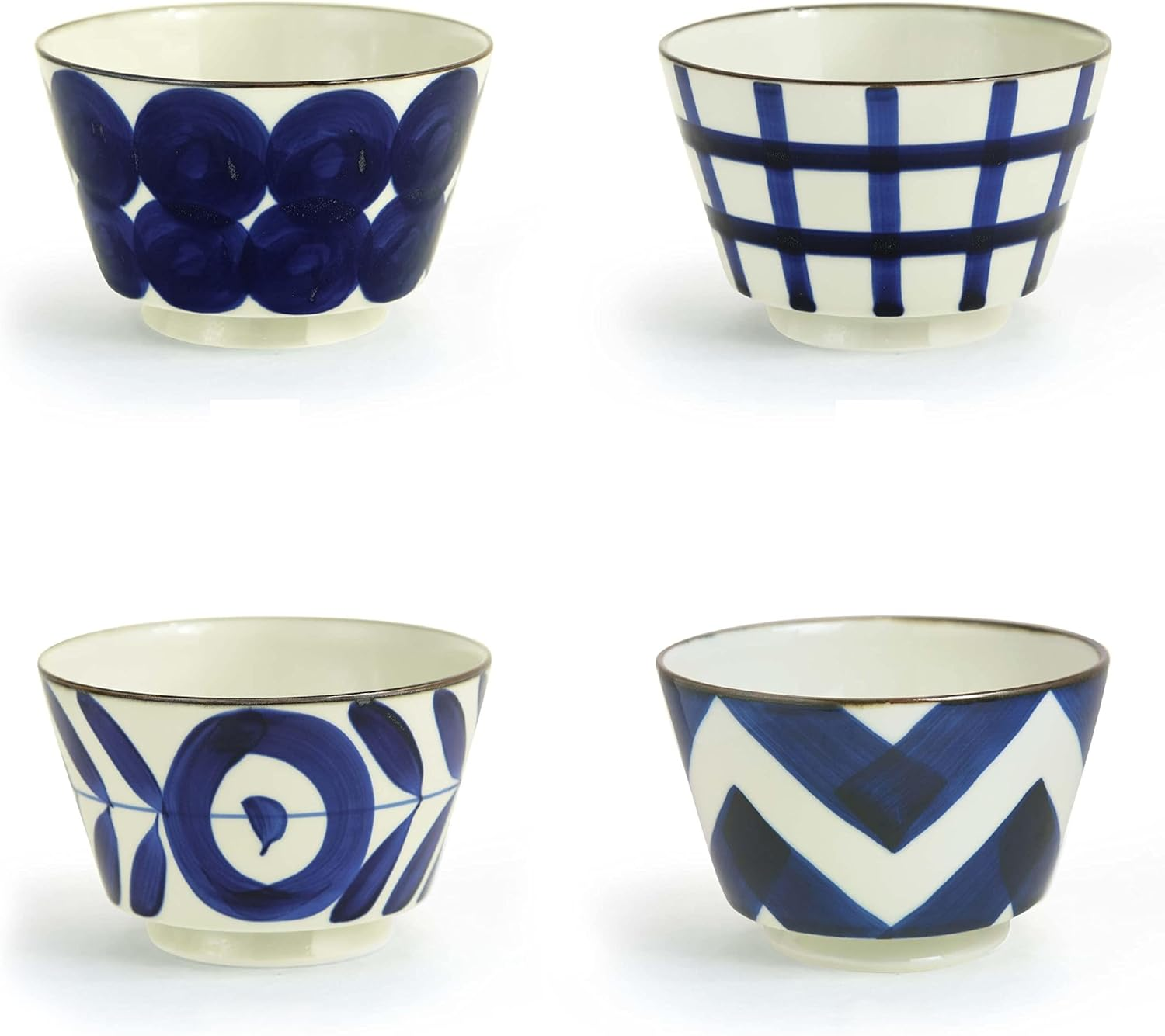 Natural69 Set Product [Hasamiyaki] [QA75] Scorched Kusu Bowl Set of 4 / round Crest, Lattice, Tree Leaves, Mountain Roads, Natural 69 Grilled Scissors, Dishes, Bowl, Microwave and Dishwasher Safe image number 2