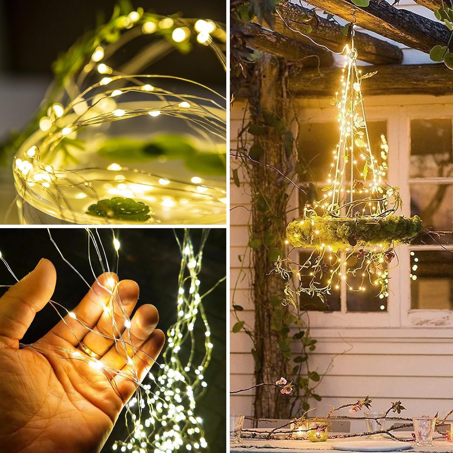 Koboko Solar Fairy Lights Outdoor Warm White 10 Strands with 100 Leds 1 Meter Length Waterproof Garden Decoration image number 3