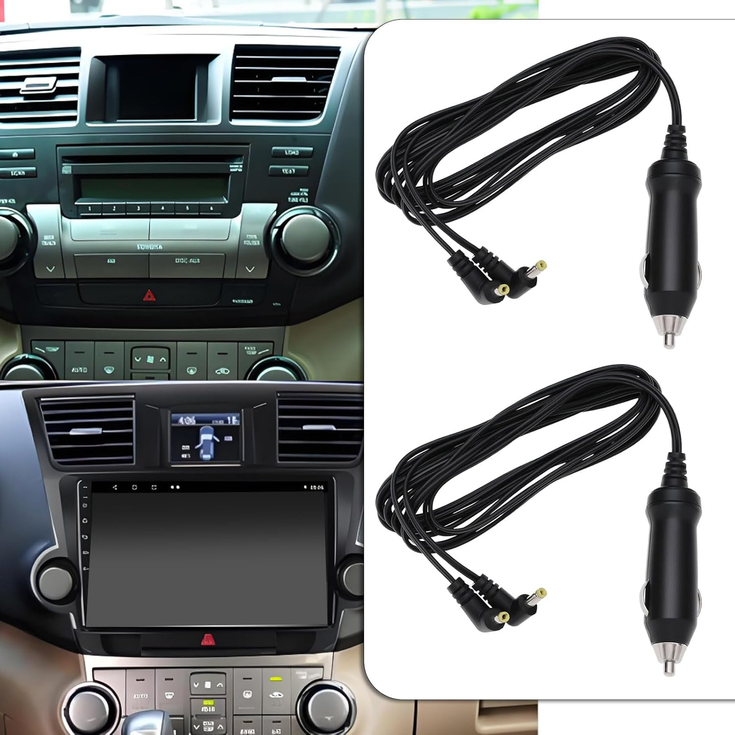 Emsea 2Pcs Double 12V Cigarette Lighter Adapter Charger Compatible with Nextbase Car 9 NB9D-CAR Portable Car DVD Player (Cable Length 1.5M) image number 2