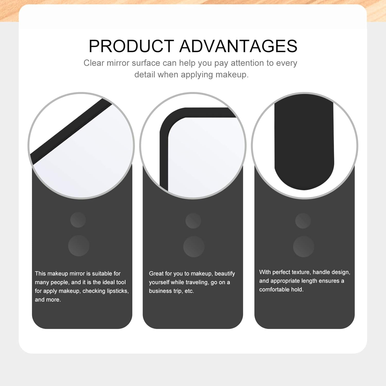 Minkissy Vintage Heart Shaped Hand Mirror with Handle - Handheld Makeup Vanity Mirror for Travel, Home and Salon - Black Round image number 5