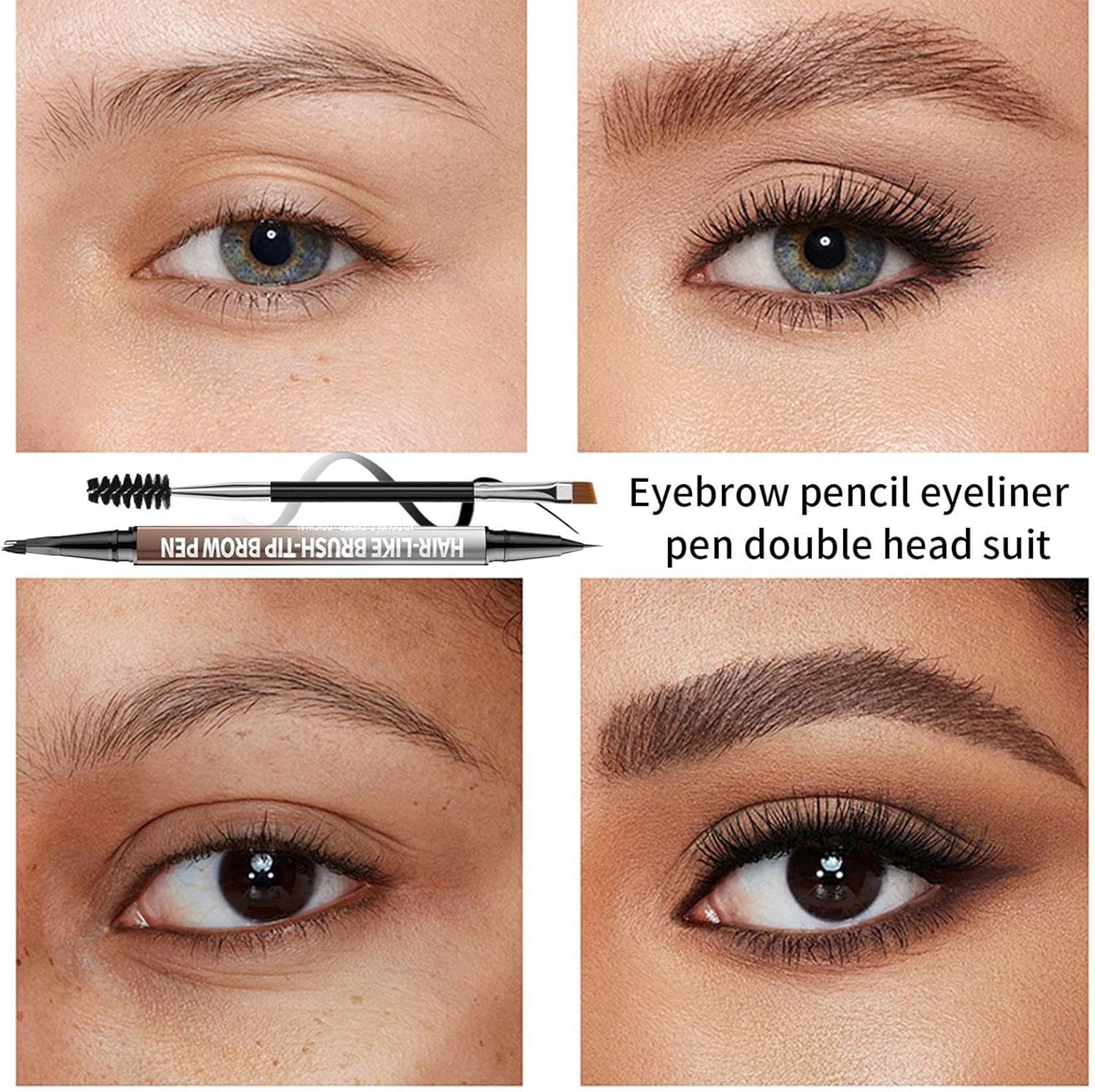 Eyebrow Pencil | 4D 2-In-1 Double-Ended Brow Pen Makeup - Portable Eyebrow Makeup Tool for Women Men Beauty Lovers Parties Dating Gym Travel Business Shopping Dinner Dance Weddings - 05 Black image number 5