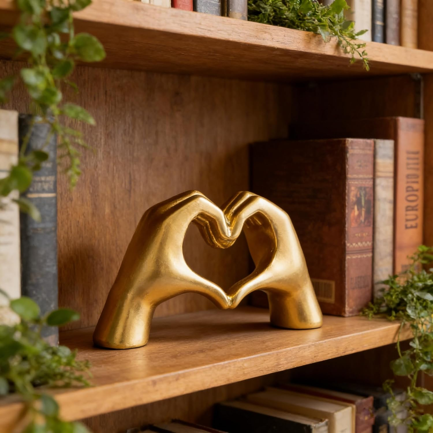 Small Heart Hands Sculpture Decor for Living Room Bedroom Bookshelf Coffe Table, Love Finger Statue Modern Aesthetic Home Decor, Unique Women'S Gifts for Wedding Birthday Valentine'S Day (Gold) image number 5