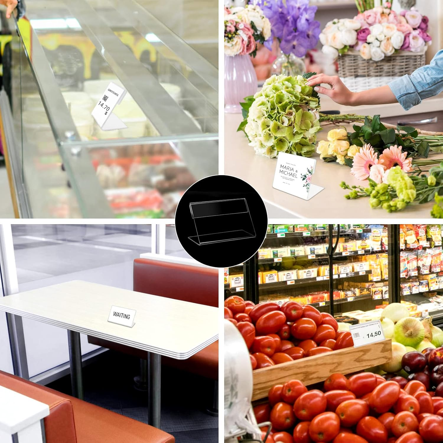 Pack of 20 Plastic Label Holders, Price Tag Holder, Table Name Plate, Small Name Cards, Business Card Display for Office, Shop, Retail Shops (5 X 8 Cm)