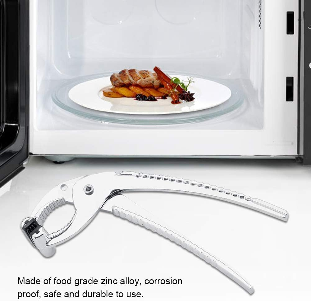 Zinc Alloy Oven Clip Pliers Grip Grabber, Hot Pot Clips Tongs Anti-Scald Gripper Clips Kitchen Tongs for Moving Hot Plate or Bowls, from Hot Pot Plate Baking Tray Pan Dish (Silver, One Size) image number 5