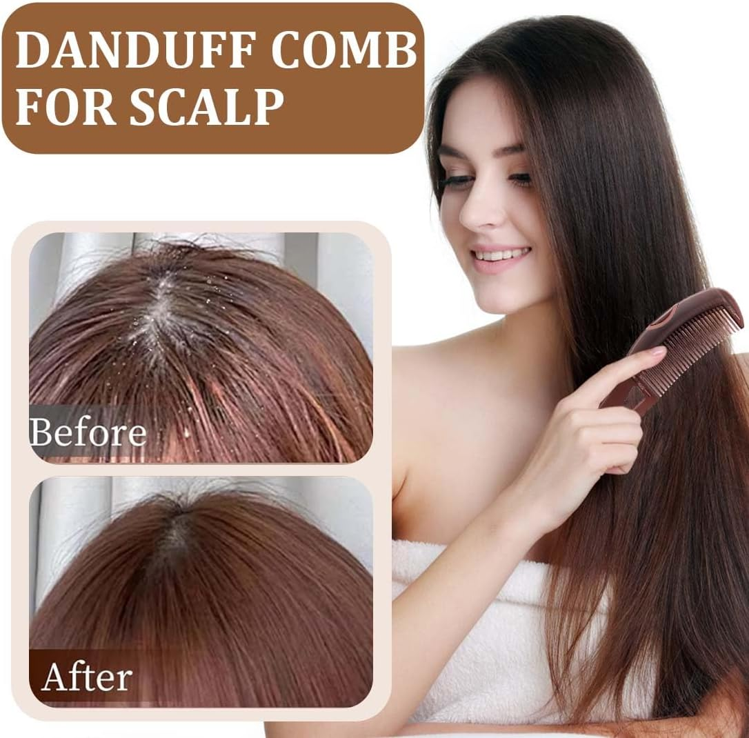 IKOPFLN Dandruff Comb, Pack of 2 Masseur and Scalp Comb, Sleek Bun Brush, Energy Massage Comb, Hairdressing Comb, Healthier Scalp and Better Hair Quality, Removal of Dandruff and Dirt