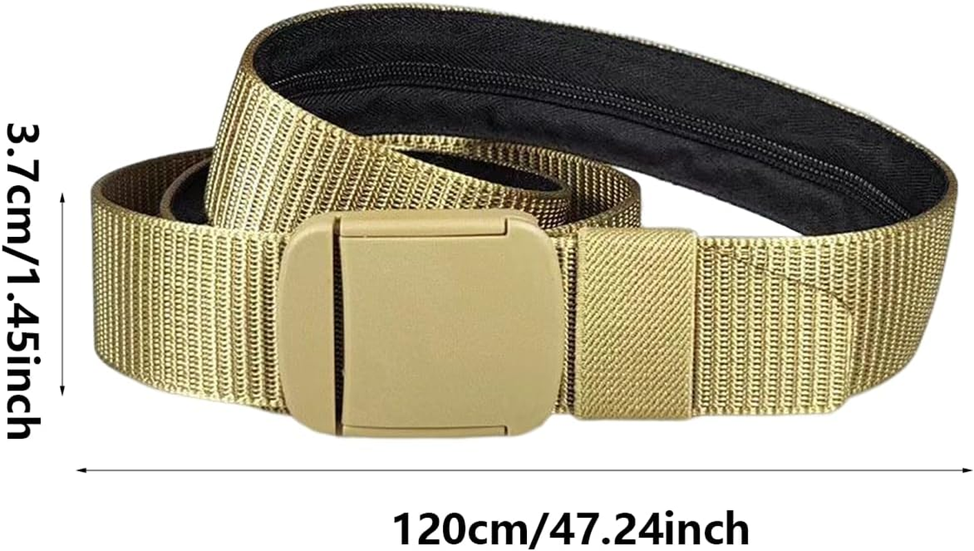 Travel Security Money Belt, Money Belt with Hidden Money Pocket, Undercover Hidden Wallet, Adjustable Canvas Belt for Travel, Money Waist Belt Bag, Anti-Theft Passport Wallets for Men & Women image number 6