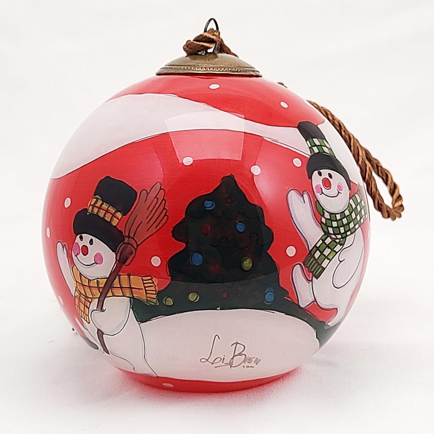 Snowman Yeti on Duty &ndash; Handcrafted inside Painted Libien Glass Artwork, Cozy Home & Office Collectible for Christmas Tree for Holiday, Thanksgiving, Christmas, New Year 2025