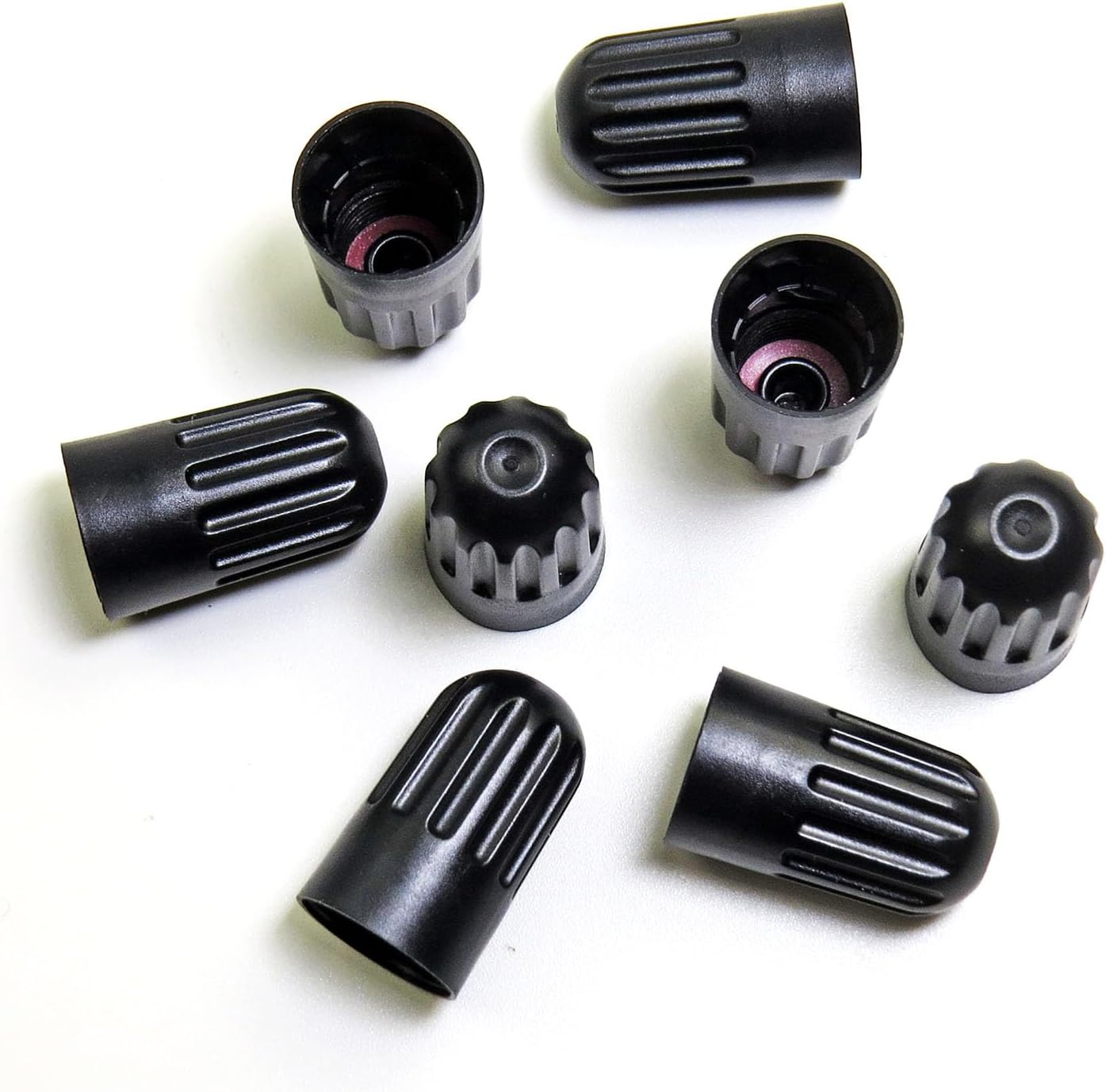 Plastic Valve Stem Covers Black Tire Valve Caps with Gasket Universal Long Air Dust Covers Fit TPMS20008 Rubber Valves (8 Pack) - Model 2 image number 2