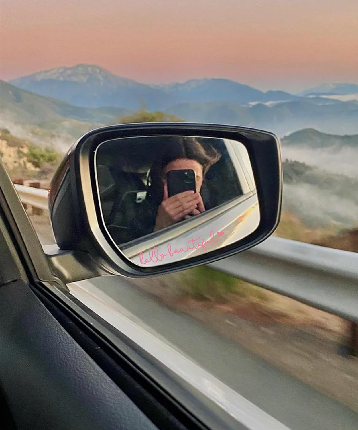 Car Decals,Car Window Decals,Decals for Vehicles,Car Accessories Car Window Stickers,Self Affirmations Decal,Hello Beautiful Mirror Decal,Rear View Mirror Sticker,Car Stickers for Women (Pink) - Pink image number 6