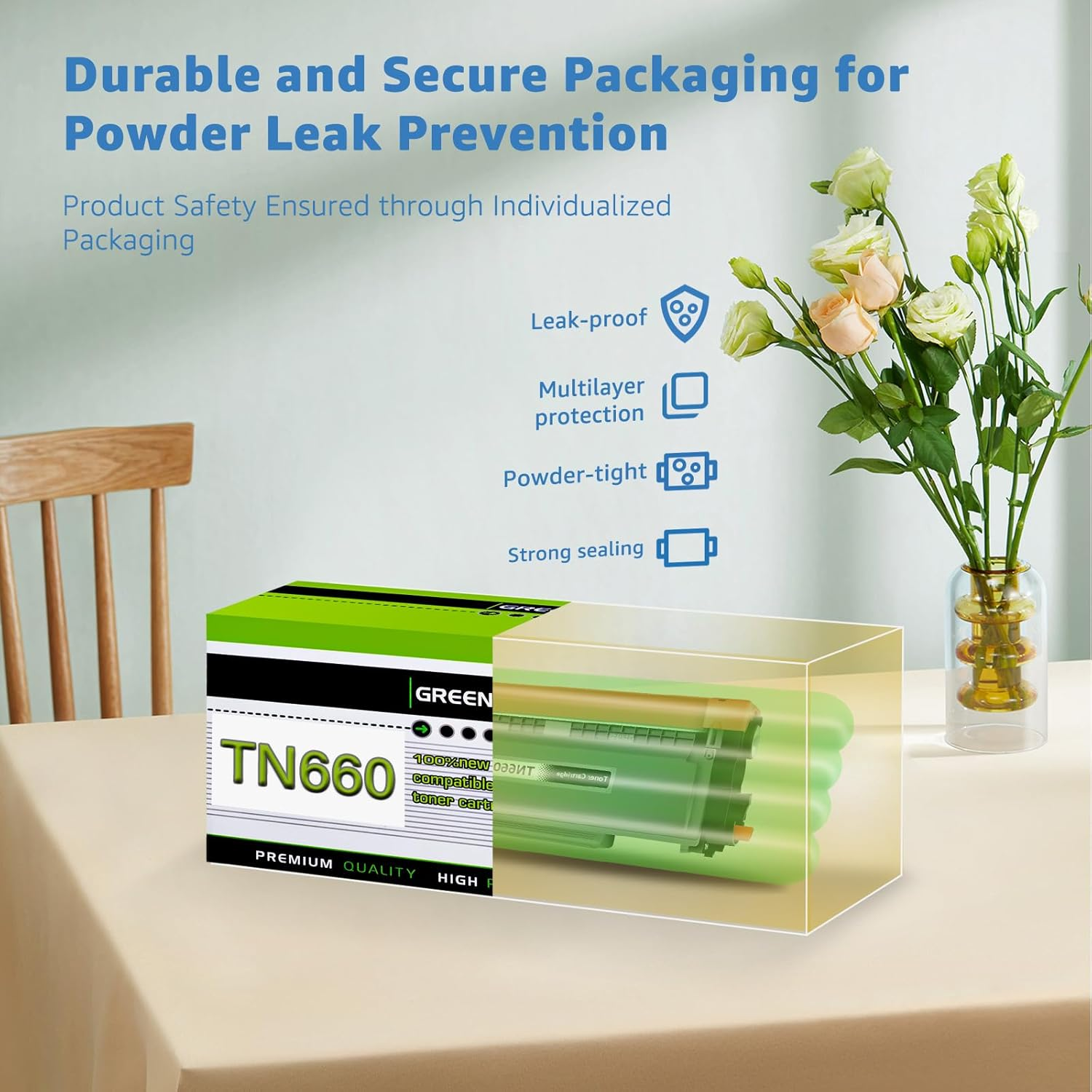 Greencycle 1 Pack TN660 TN-660 TN630 TN-630 Black Toner Cartridge Replacement Compatible for Mfc-L2700Dw Mfc-L2740Dw Dcp-L2540Dw HL-L2300D HL-L2380DW HL-L2320D DCP-L2540DW Laser Printer