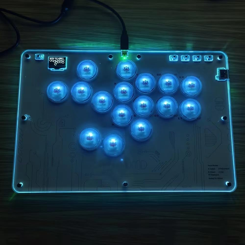 Arcade Stick 16Keys All-Button Gamerfinger with Turbo Functions & Custom Rgb,Arcade Controller Street Fight for Pc/Ps3/Ps4/Switch/Steam Game Keyboard-Supports Hot Swap & SOCD image number 5
