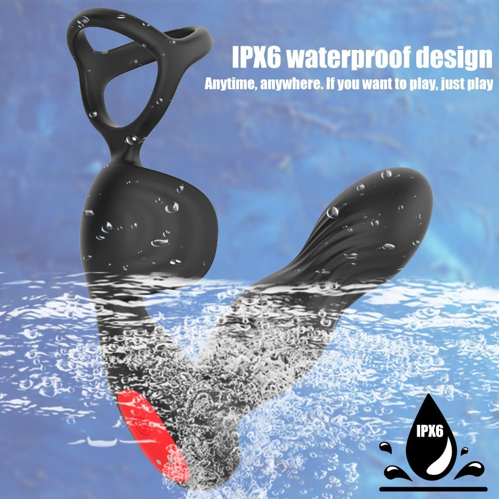 LONZYON Male Anal Vibrator Prostate Massager Toys with Cock Ring, 10 Swing Thrusting & Vibrating Remote Control Anal Plug Dildo Vibrator, Adult Male Sex Toys for Beginner&Advanced Player Gay Toy for Men Couple(Black) - App Black image number 4