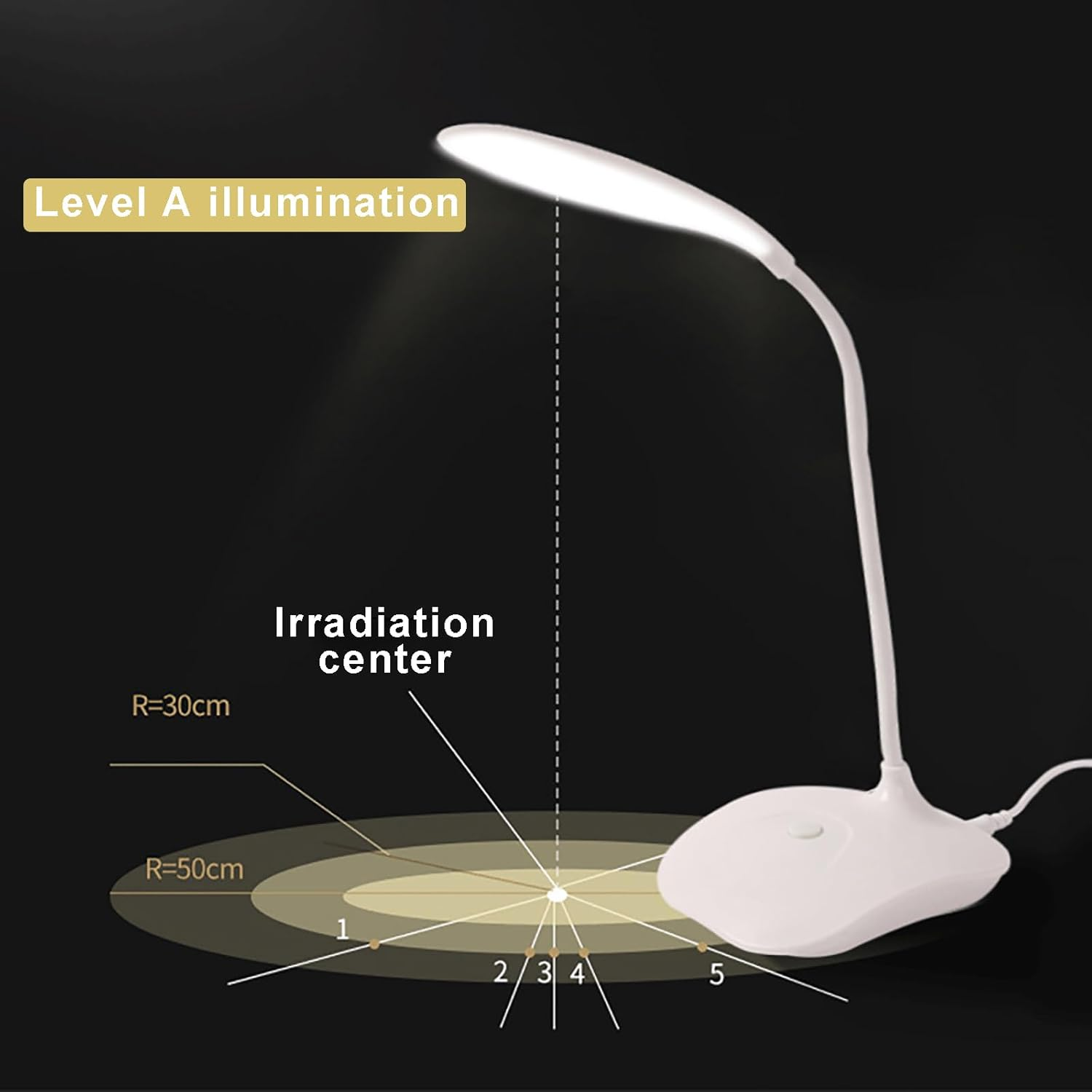 Jieruideng LED Desk Lamp USB Cable and 3 AA Batteries Operated- Flexible Gooseneck, Eye Caring, Bright Reading Light for Study Dorm Office (1) image number 5
