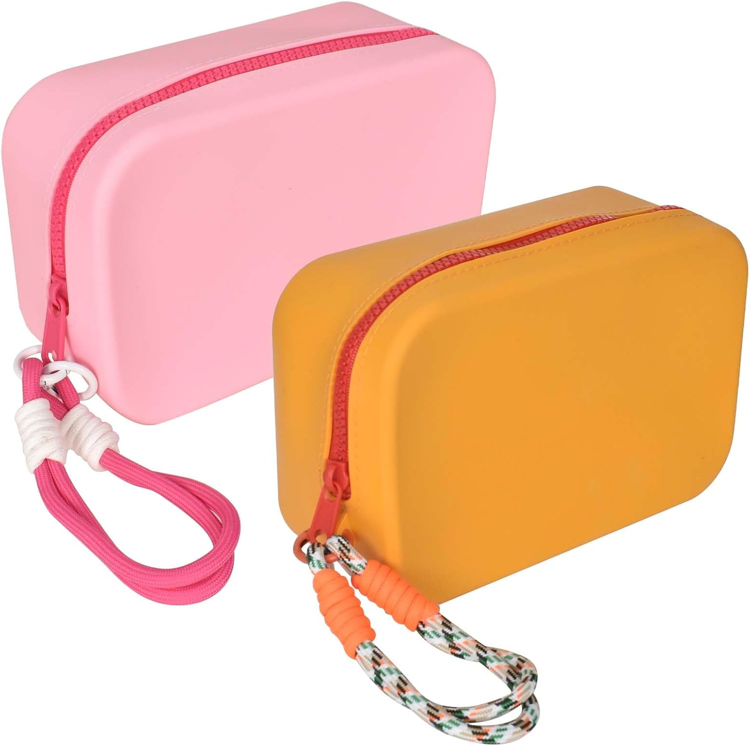 Waterproof Silicone Cosmetic Bag, Pack of 2 Make up Bag with Handle, Silicone Bag, Travel Bag, Portable Travel Bottles, Cosmetic Makeup Brush Storage, Light Blue, Dark Blue, Flexible