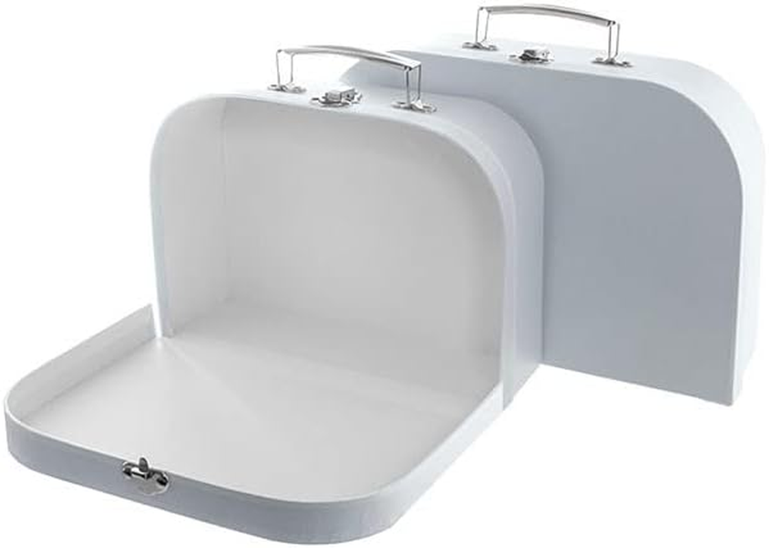 Set of 2 Suitcase Gift Boxes Hamper Pale Blue Keepsake Storage Baby Shower image number 2