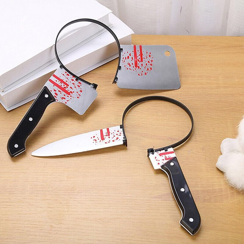 Boolavard Halloween Hair Hoop Horror Blood Fake Ax Saws Knife Gothic Headband Prop Decor image number 3