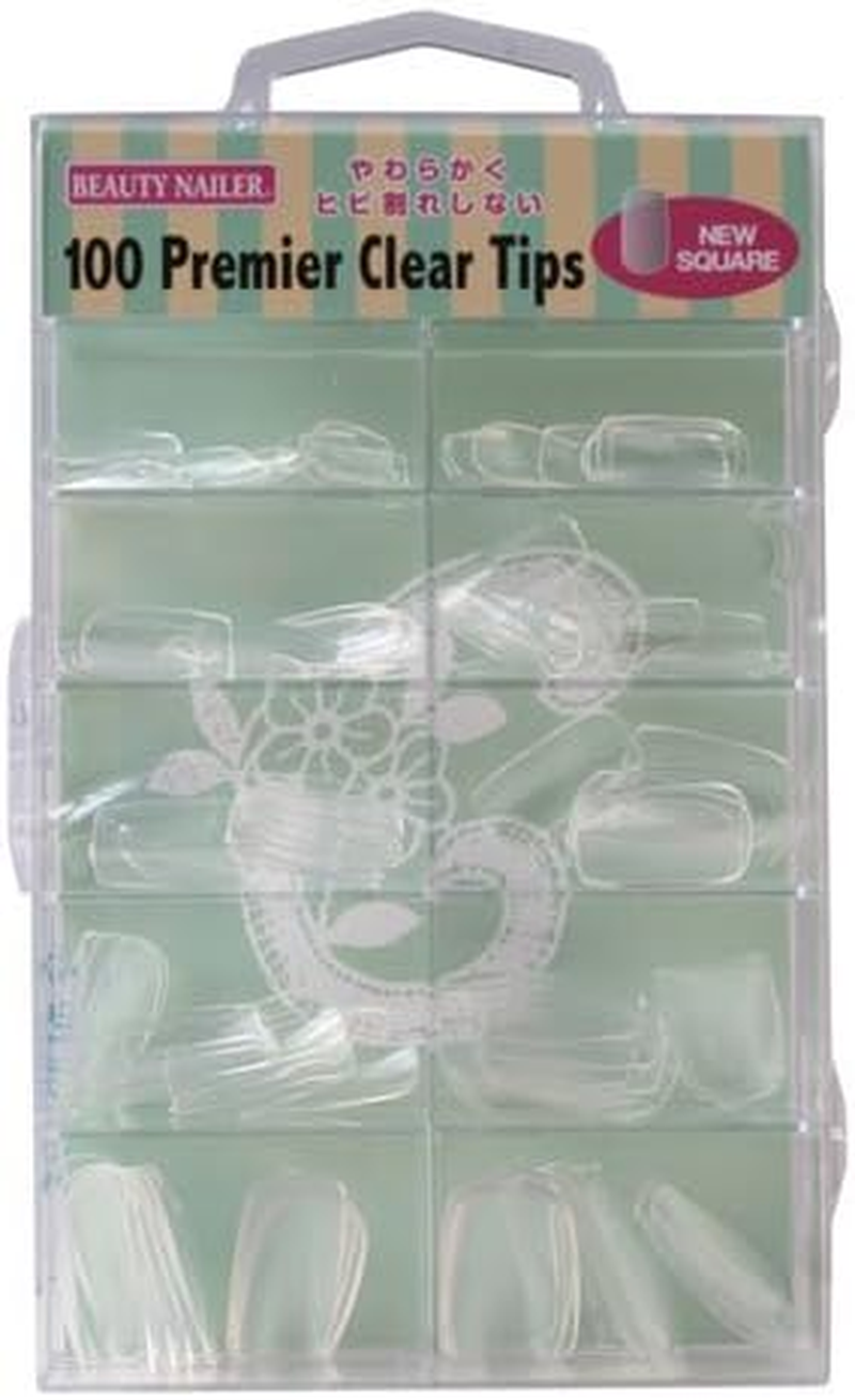 Beauty Nailer Nail Tip Premier Chips New Square Assortment Clear PT-9N 100P Tip