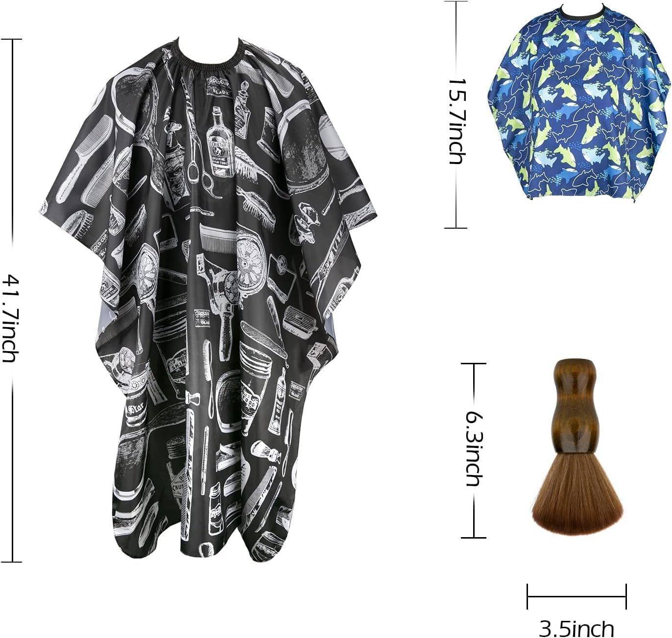 Hair Cutting Barber Cape 2 Pack Professional Haircut Salon Cape for Men Women Children with Neck Duster Brush image number 2