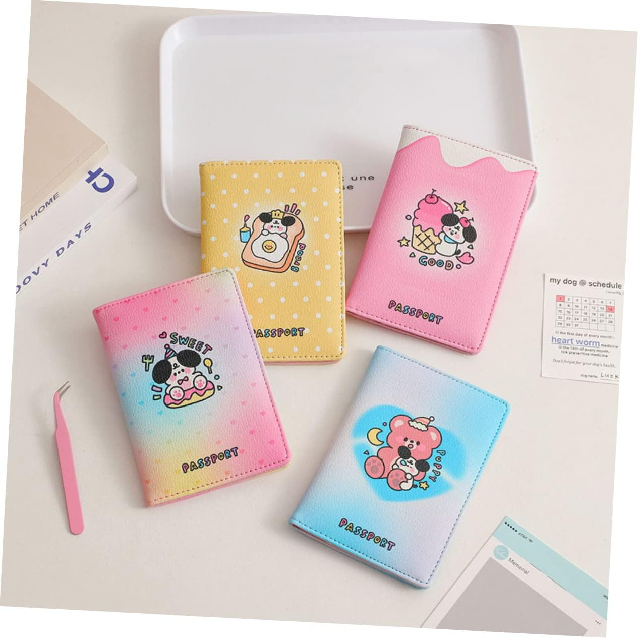 LIFKOME 4Pcs Cartoon Pu Passport Cover Easy to Use and Convenient Dry Clean Secure image number 2