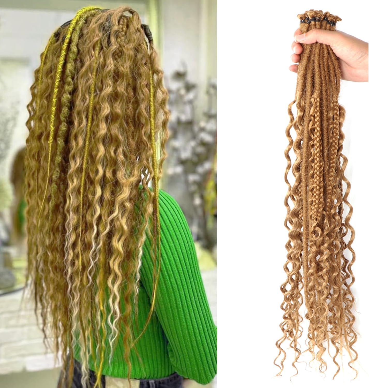 24 Inch Synthetic Dreadlock Extensions Hippie Single Ended Dreads 0.6 Cm Width Loc Extensions Reggae Style Crochet Hair for Women (T1B/Blue, 3 Styles Mixed 24 Inch(18 Strands))