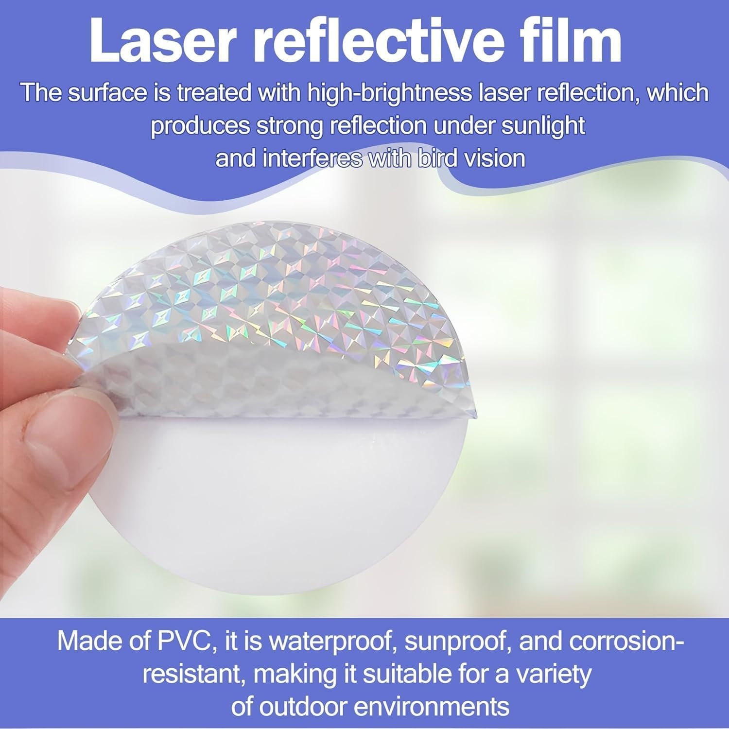 60 Pcs Reflective Window Tint Bird Deterrents,Anti-Collision Window Stickers, Bird Film Bird Deterrent Spikes Reflective Discs(75 Mm)