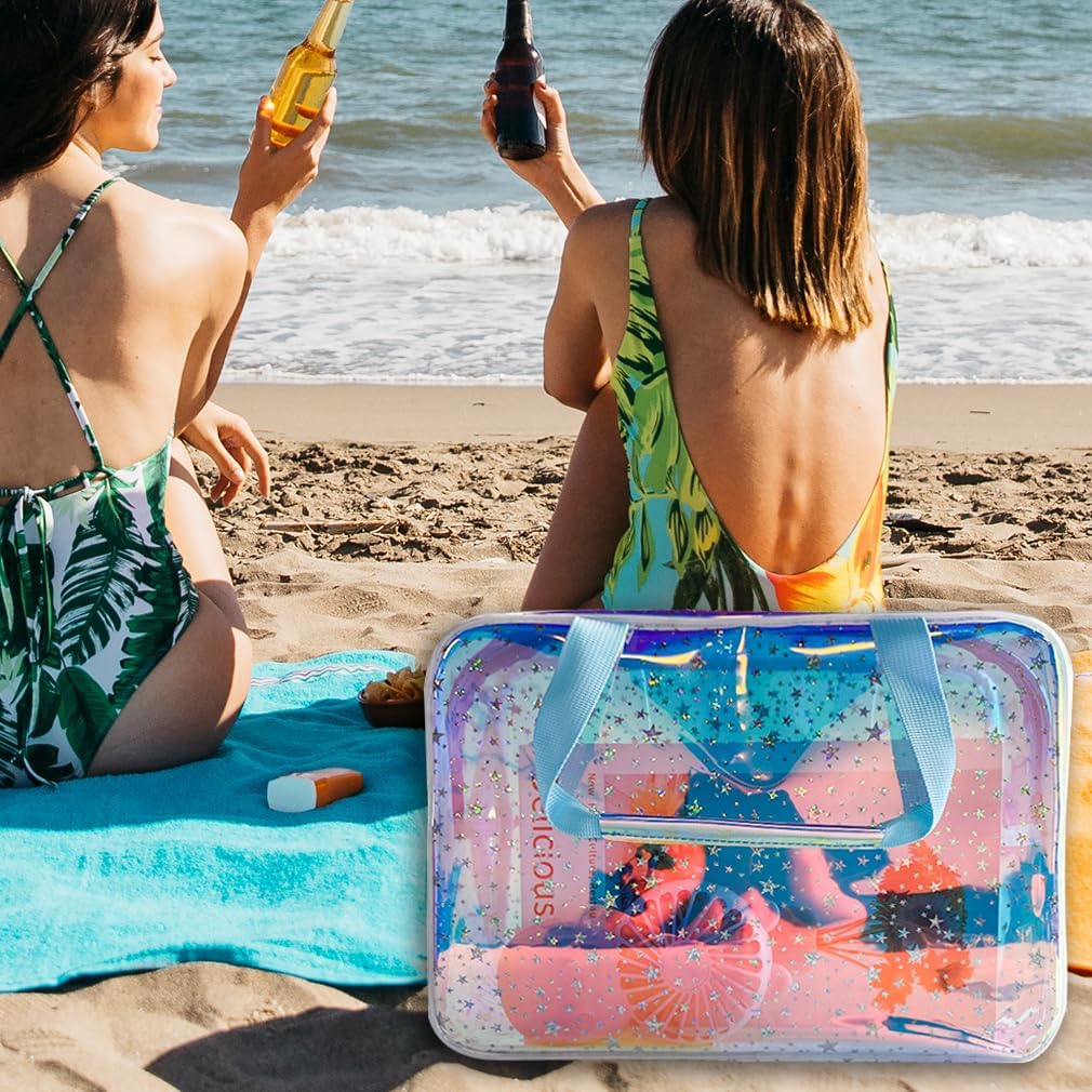 Clear Star Large Cosmetic Bag and Travel Pouch with Handle,Durable Material,Zipper Design-Ideal for Makeup,Travel Essentials - Black image number 5