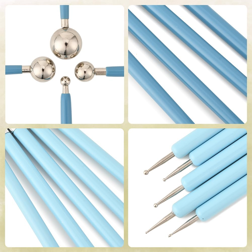 SOFPLATE 9 Pieces 2 Styles Clay Sculptor Tool Pottery Tools Plastic Mixed Size Dot Painting Double Sided Ball Modelling and Embossing Pen for Adults Carving Drawing Shapes Nail Art image number 3