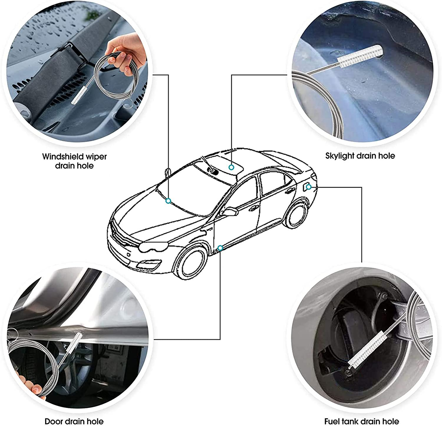 Long Wire Brush Sunroof Drain Cleaning Tool for Car and Fridge 60-Inch X 2/5 Inch image number 5