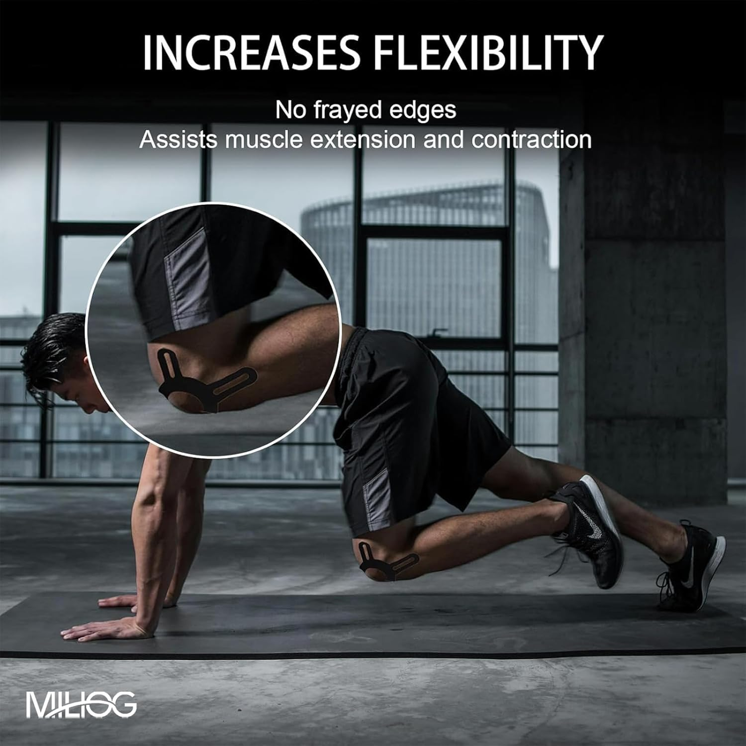 Precut X-Shape Knee Support Strips - Breathable Kinesiology Tape for Running, Basketball & Cycling | Sweat Proof Athletic Tape 25X22Cm (12 Pack) image number 1