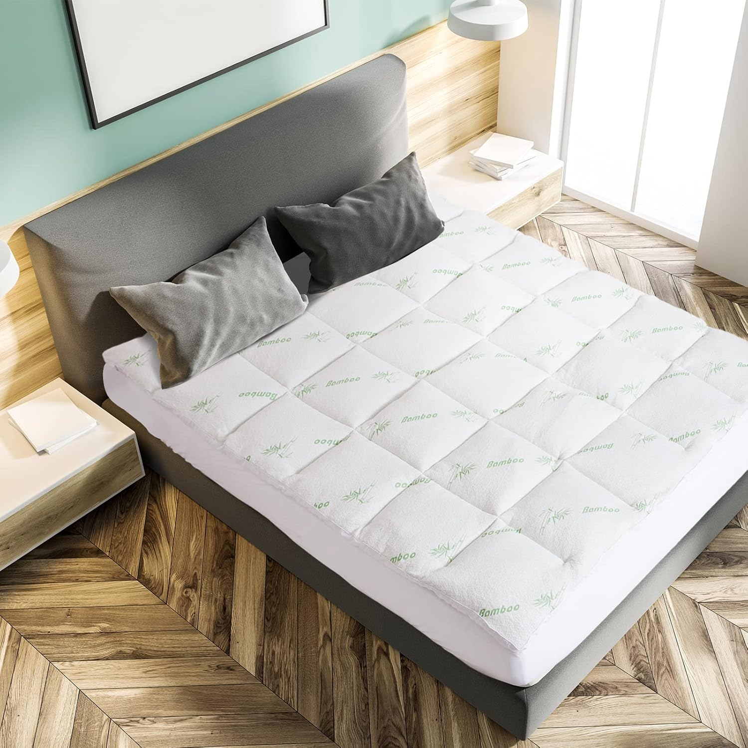 Royal Comfort Mattress Topper Underlay 1000GSM Bamboo Covered Breathable Luxury Comfort (Double, White) image number 4