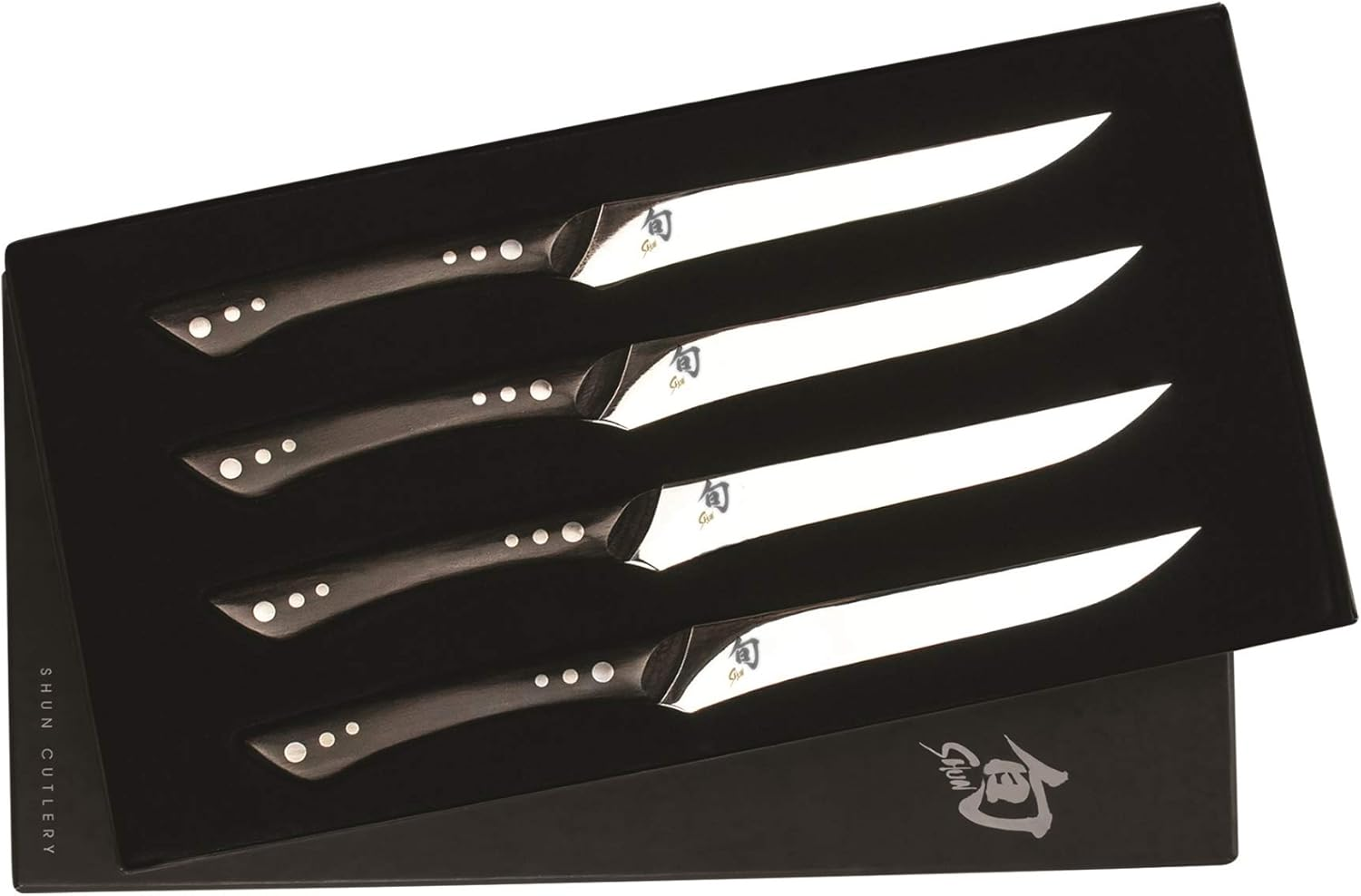 Shun DMS0430 Cutlery Shima Set-5", 4 Piece, Razor-Sharp Meat Slicing Knife, Keeps Juices in Steak and Preserves Flavor, Handcrafted Japanese Kitchen Knives, Small, Silver