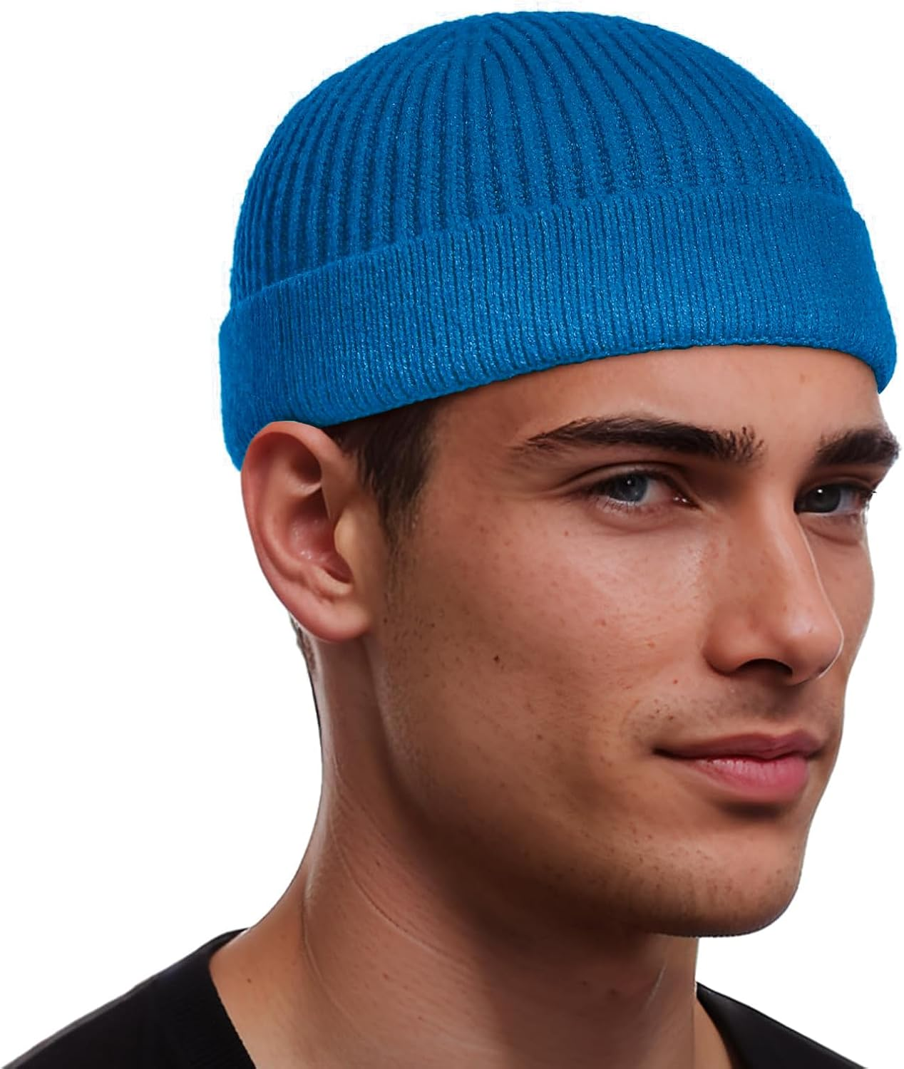 Swag Wool Short Fisherman Beanie for Men Women, Knit Cuff Trawler Beanie Watch Hat, Soft Spring Fall Skull Cap Unisex