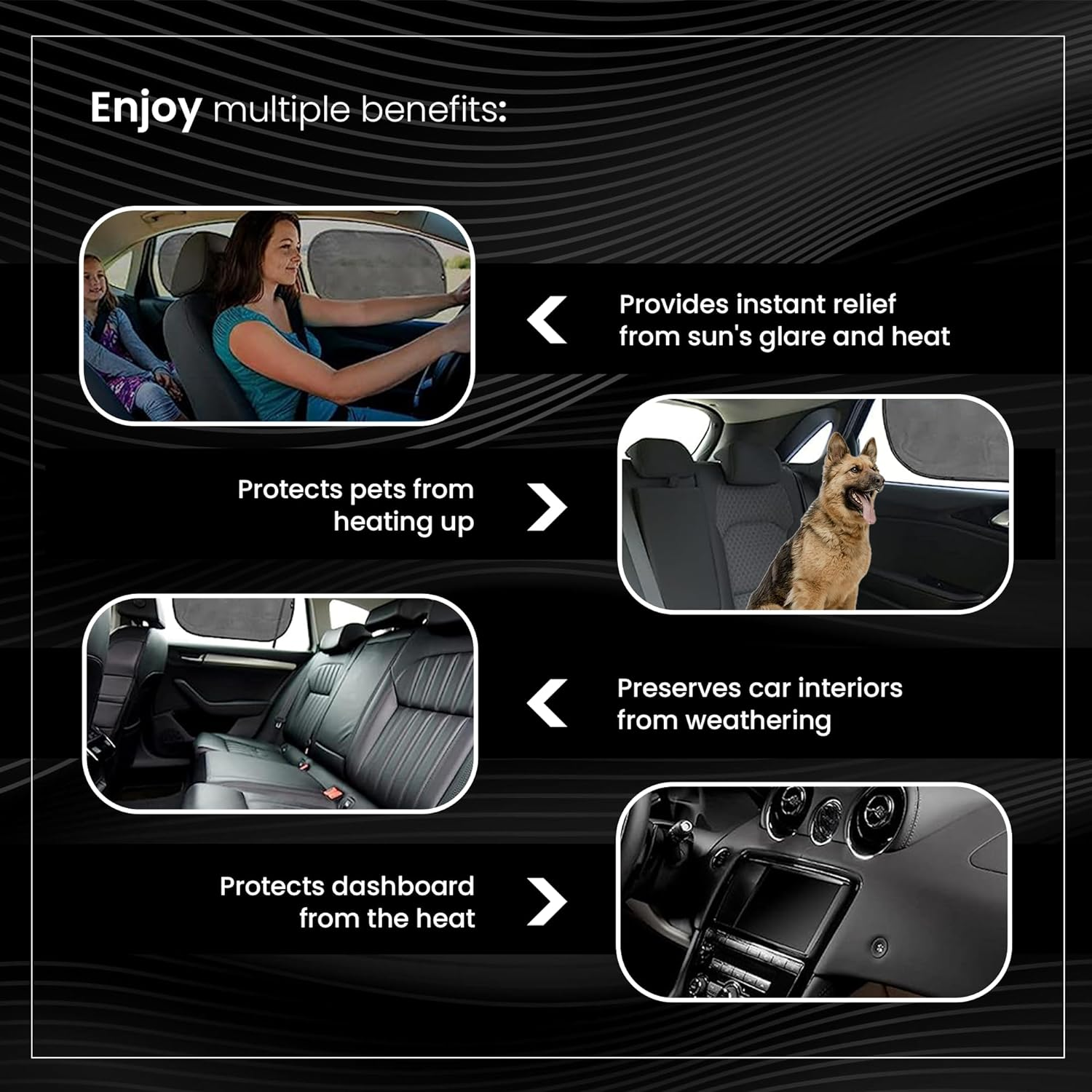 Direct from Factory Car Window Sun Shade (4 Pack) - 20"X12" (50X30Cm) Storage Pouch Included - Cling Sunshade for Car Side Windows - Sun, Glare & UV Rays Protection for Baby, Child - Easy Installation image number 2