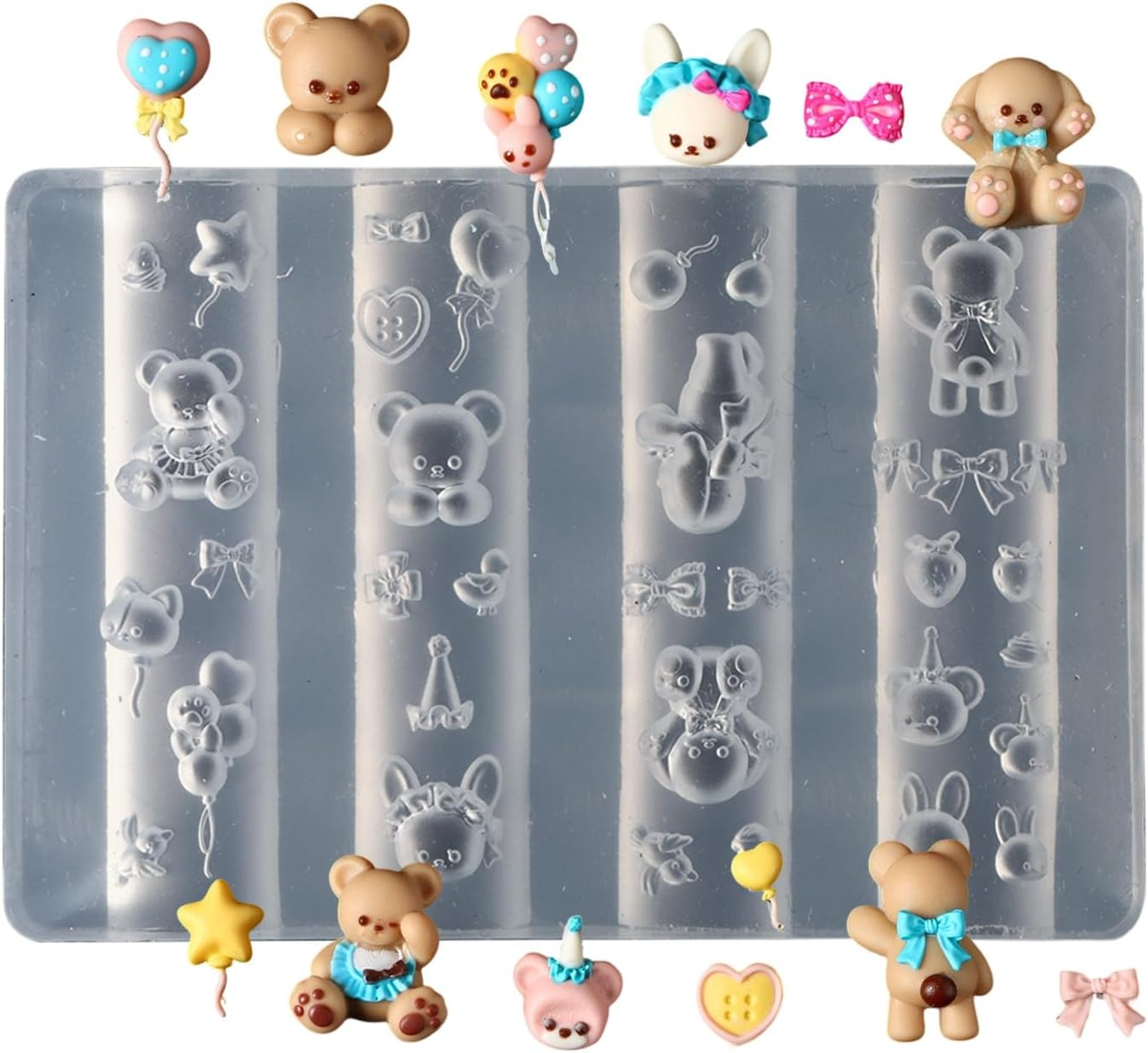 Nails Craft Mold - Silicone Mold for Nails 3D Decor | Carving Template Bear Heart Bow Cute Patterns for Salon Studio Home Dating Wedding Manicure