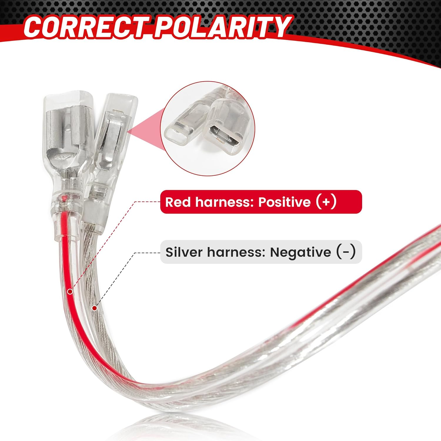 RED Wolf Door Speaker Wiring Harness Adapter 2 PCS Replacement for 2002-2019 Jeep Wrangler JK, Chrysler, Dodge Vehicles Install Aftermarket Front Rear Door Speaker Wire Cable Plug Connector image number 5